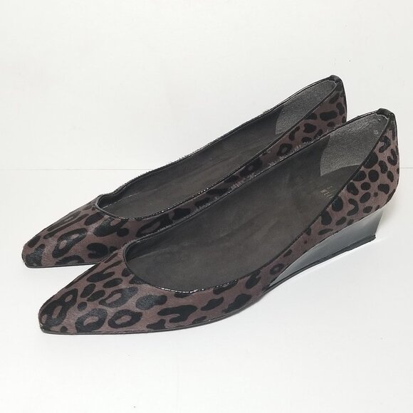 Stewart Weitzman Leopard Print Calf Skin Wedges - Picture 1 of 8
